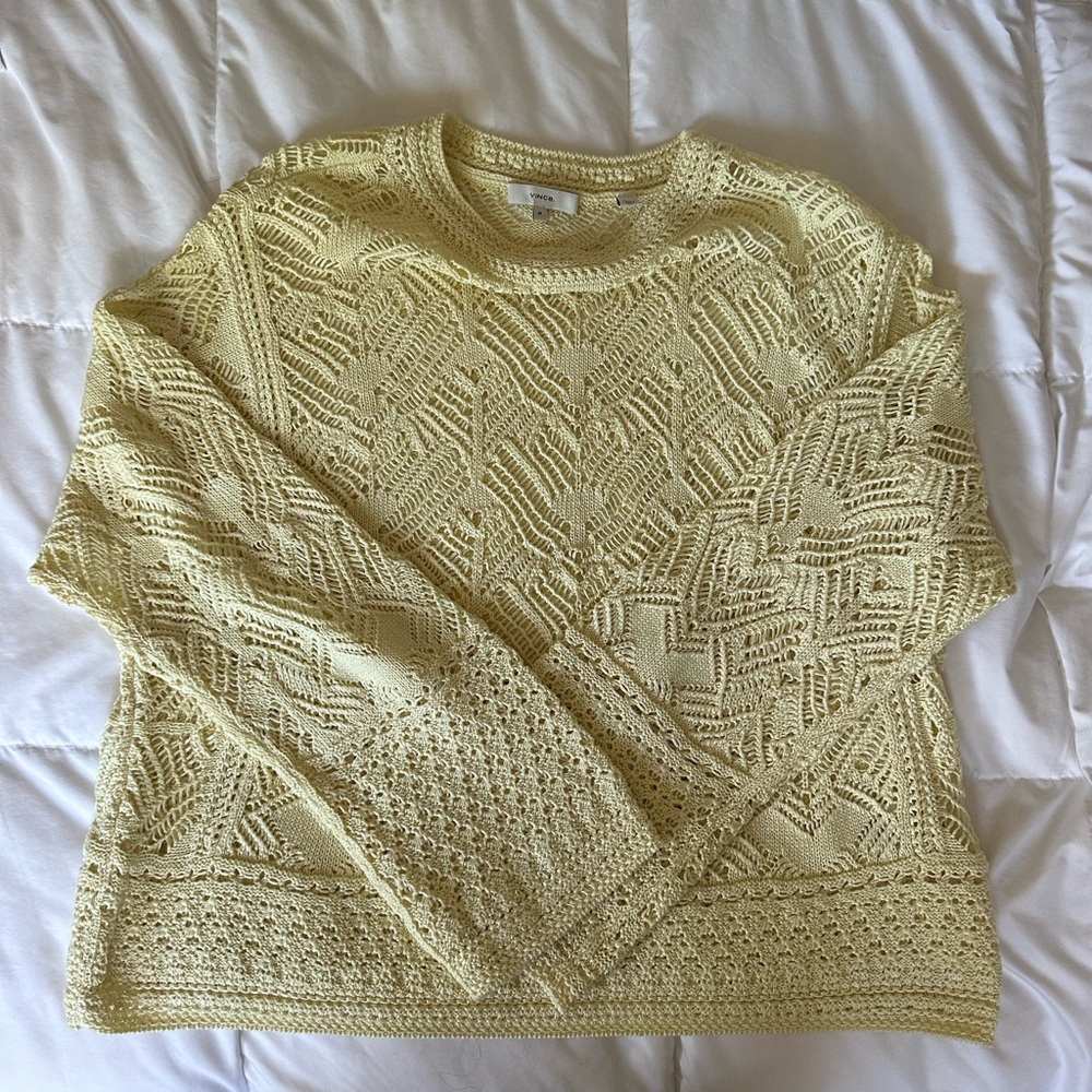 Vince Lace Patchwork Cotton Pullover M - image 6